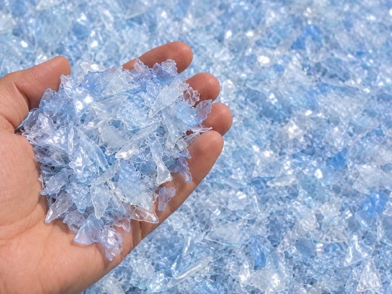 Light blue PET flakes, the Light Blue grade