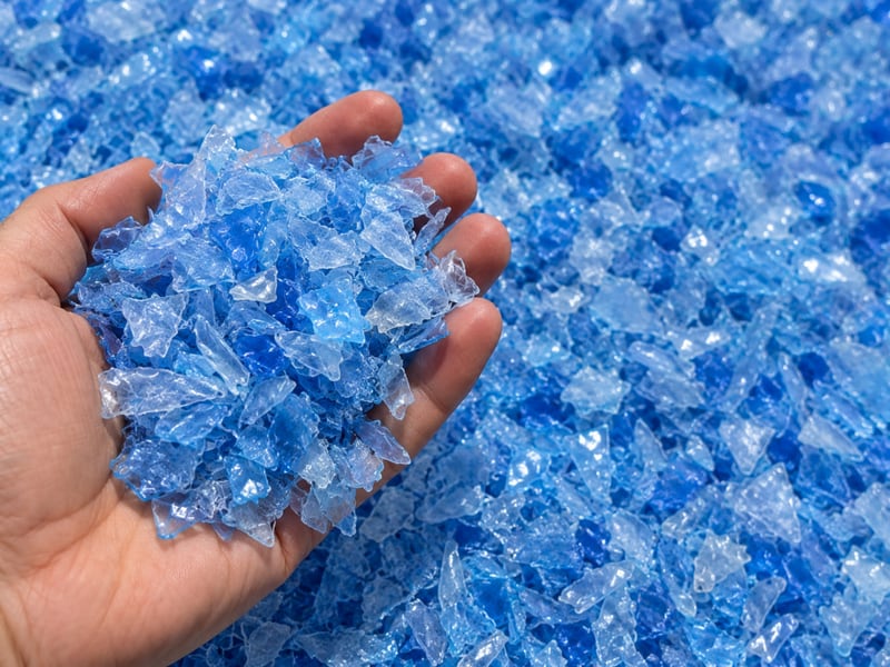 Blue PET flakes, the Blue grade